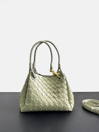 Women’s Woven Leather Bucket Bag – Soft Genuine Cowhide