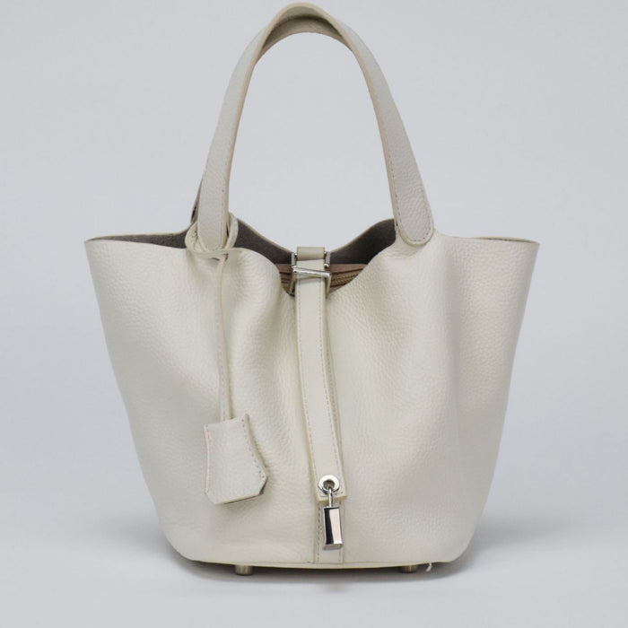 Genuine Leather Bucket Bag for Women – Large Capacity Lightweight Shoulder Handbag