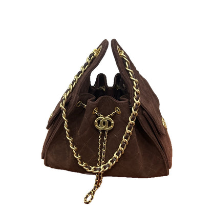 Women’s Nubuck Leather Drawstring Hobo Bag – Vintage Bucket Shoulder Bag